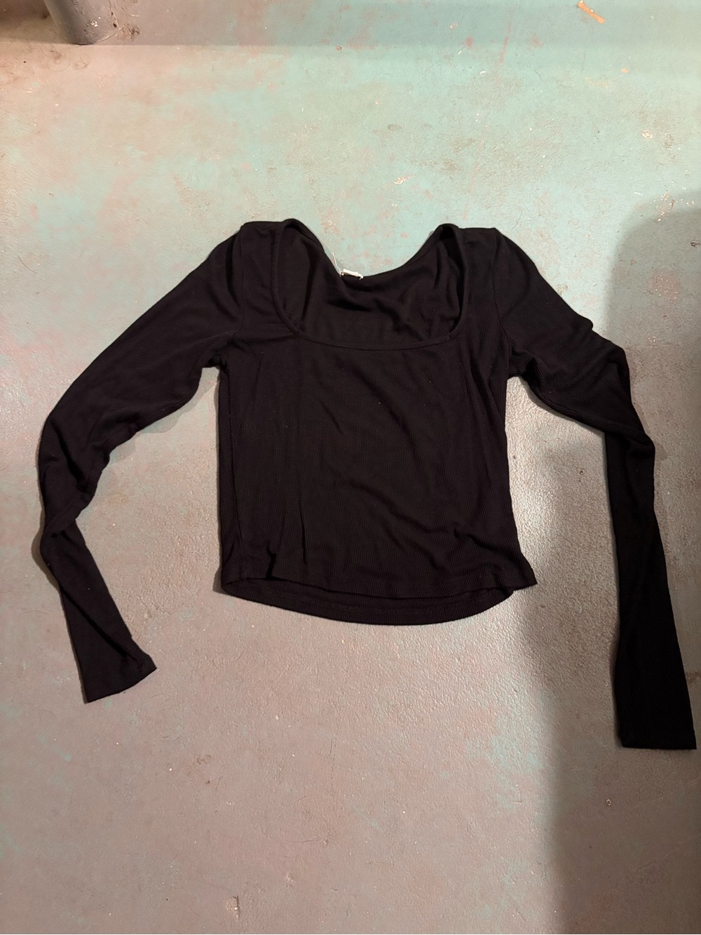 Garage Black Long Sleeve Square Neck Crop Top